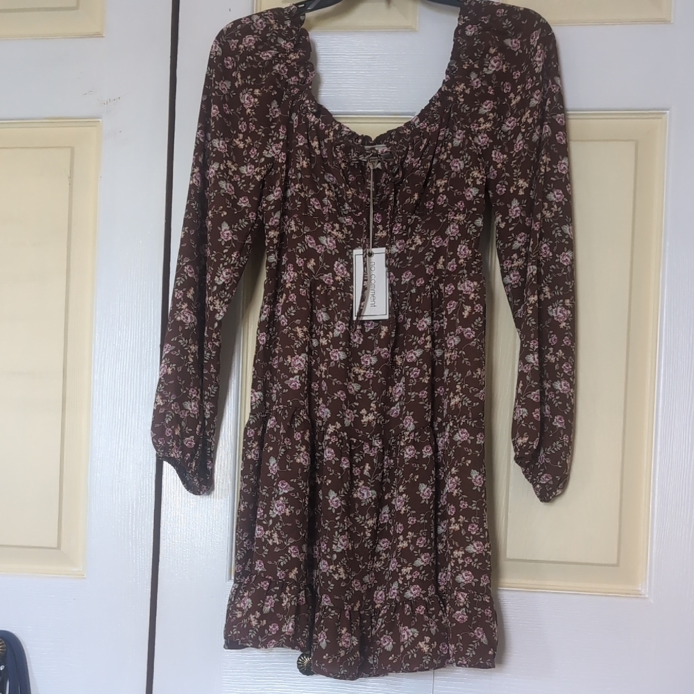 Floral Brown Long Sleeve Dress
